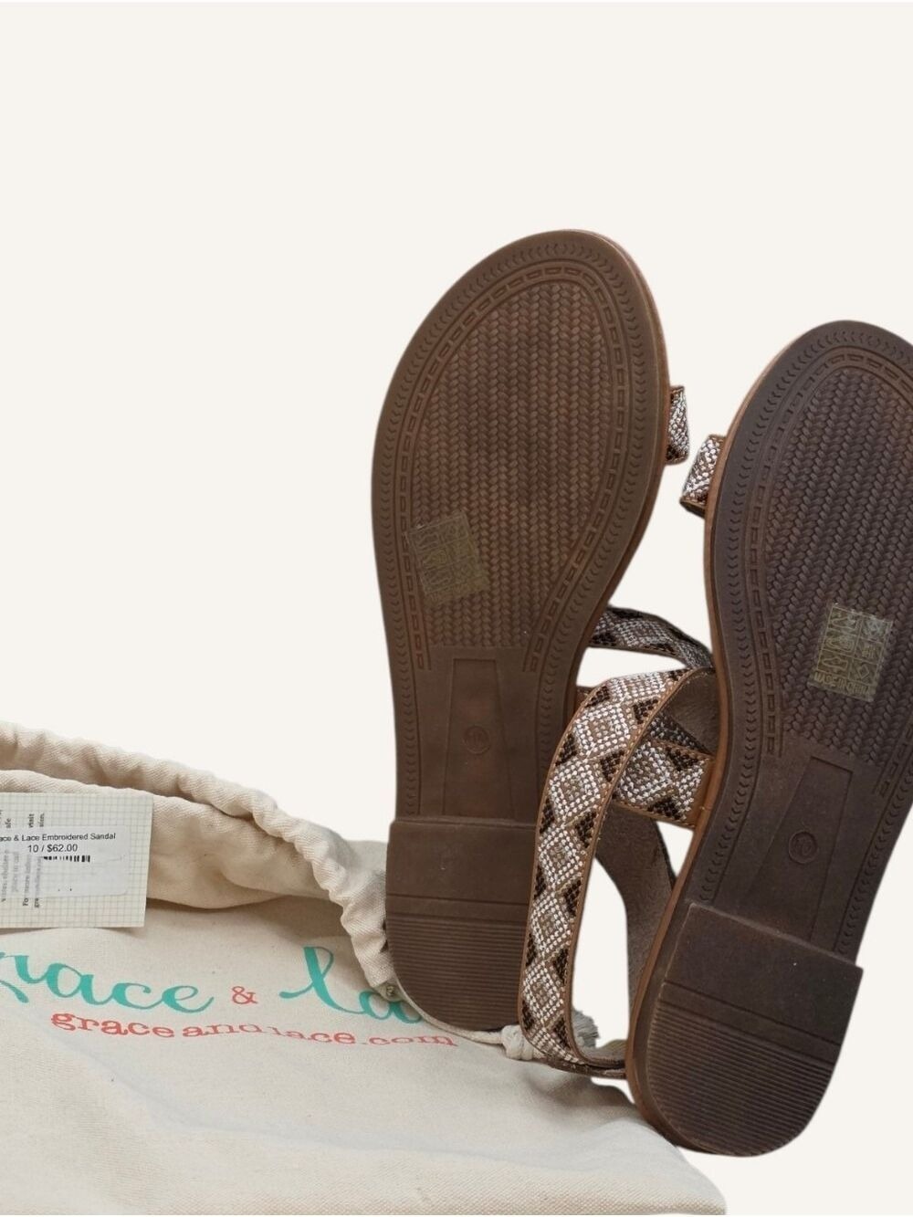 Grace & Lace Embroidered Sandals Sz 10 Coastal Chic Resortwear NWT - Picture 9 of 11